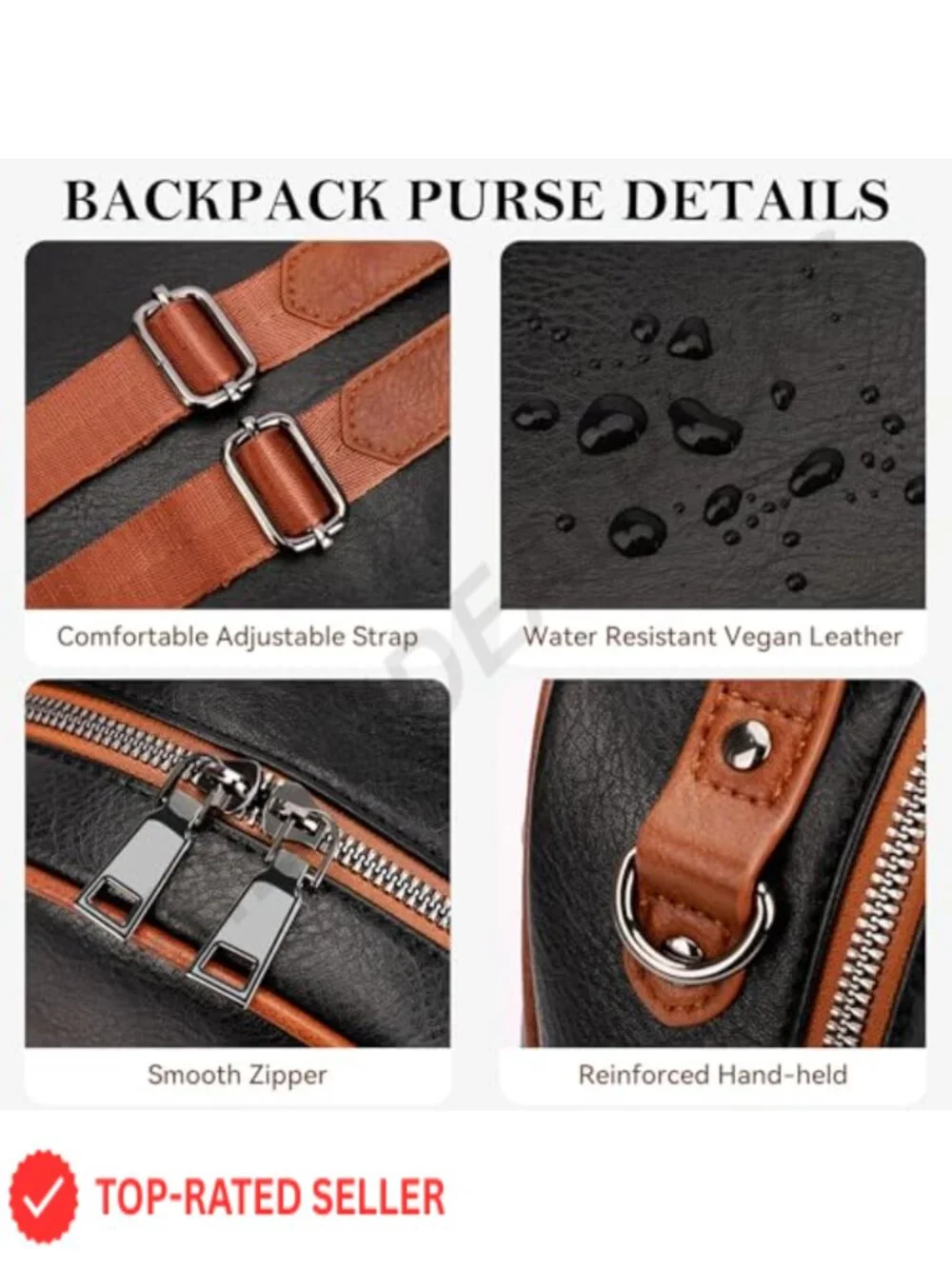 Women's Vegan Leather Mini Backpack Purse, Small Travel Daypack with Anti-Theft